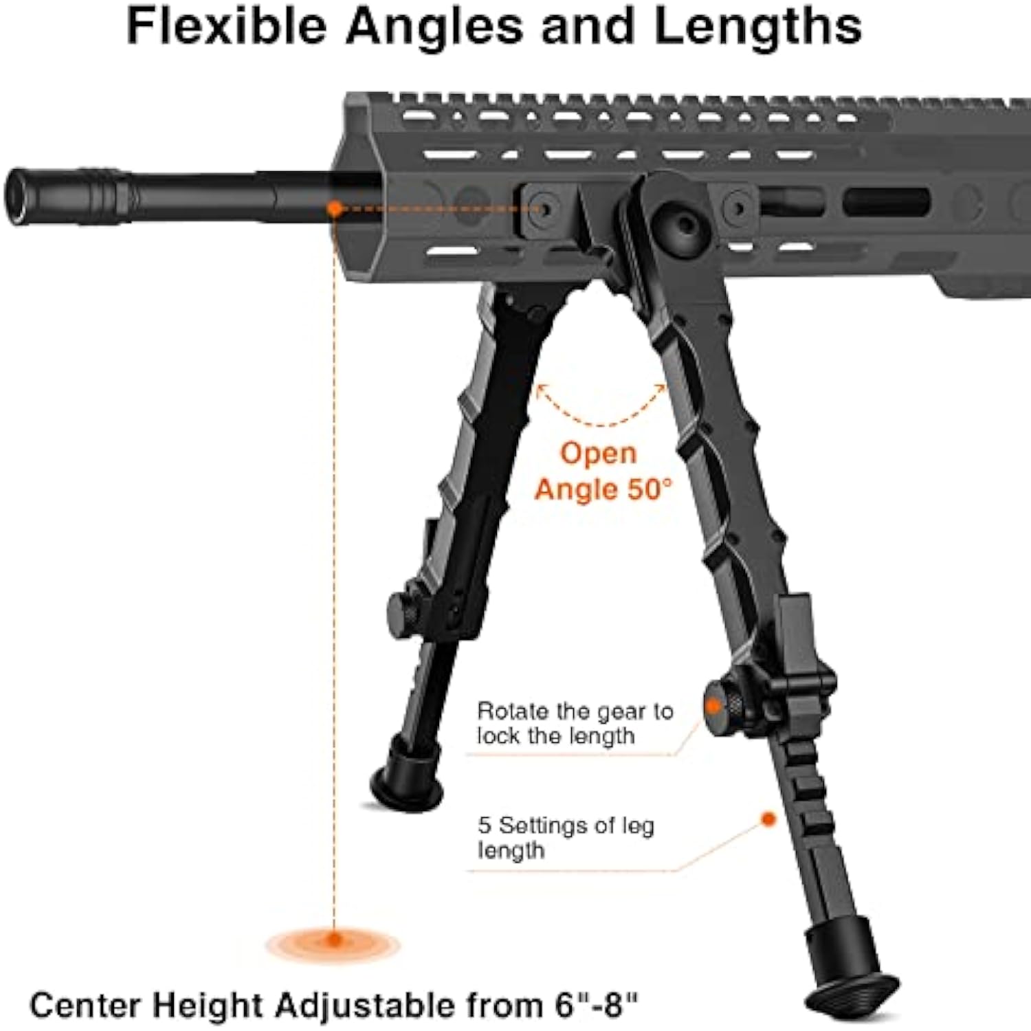 7.5-9 Adjustable Rifle Bipod - Compatible with M-Rail Platforms
